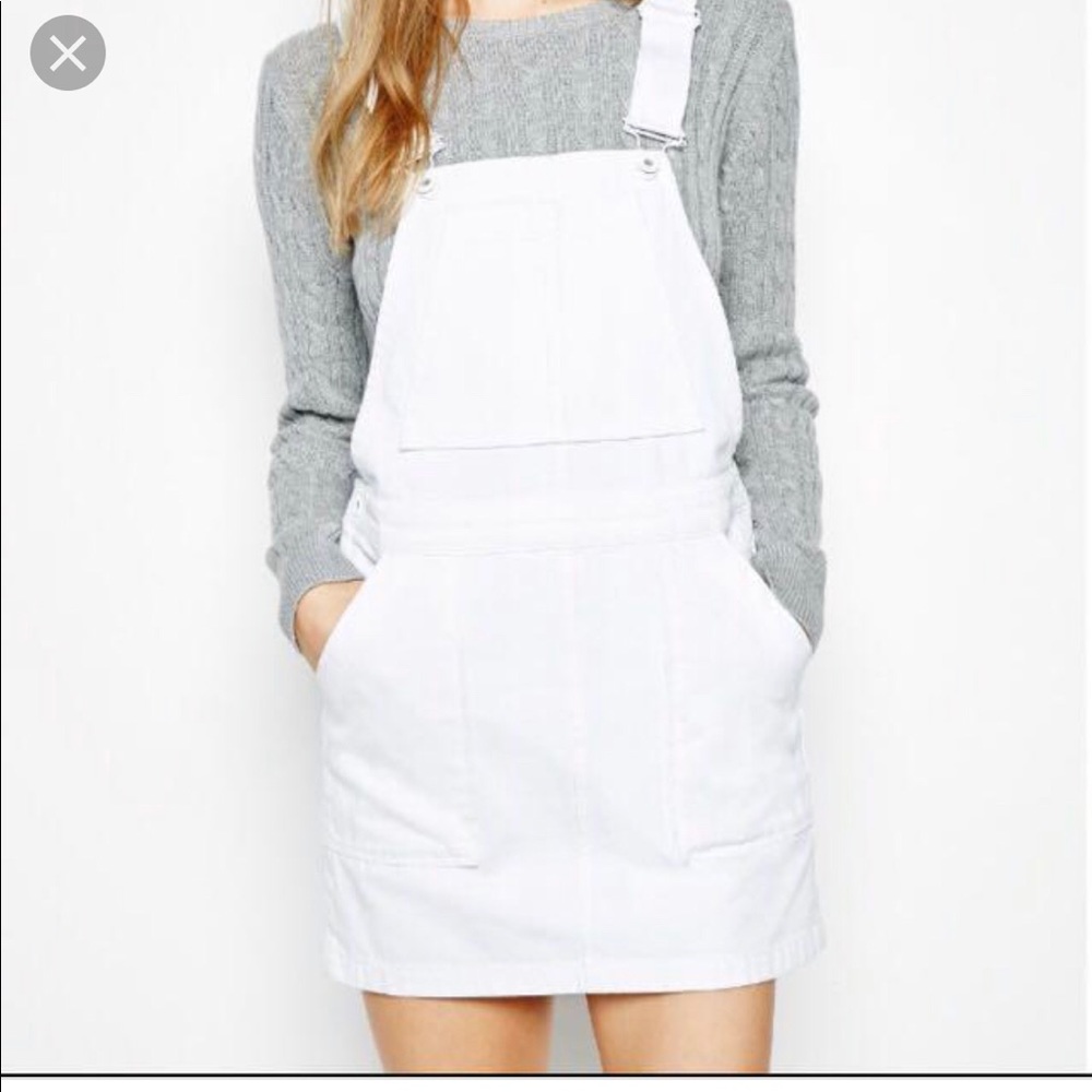 🆕Miss Selfridge Petite White Denim Pinafore Dress
